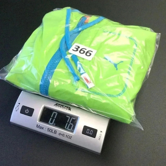 Puma Woman’s Neon Green Solid Long Sleeve Half Zip Hooded Windbreaker Jacket Siz - Picture 11 of 12